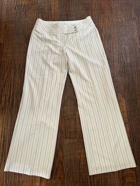White House Black Market Cream Pinstripe Wide-Leg Pants